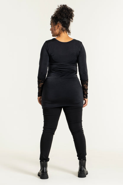 Sandgaard Blouse w. Long Lace Sleeve Top Black