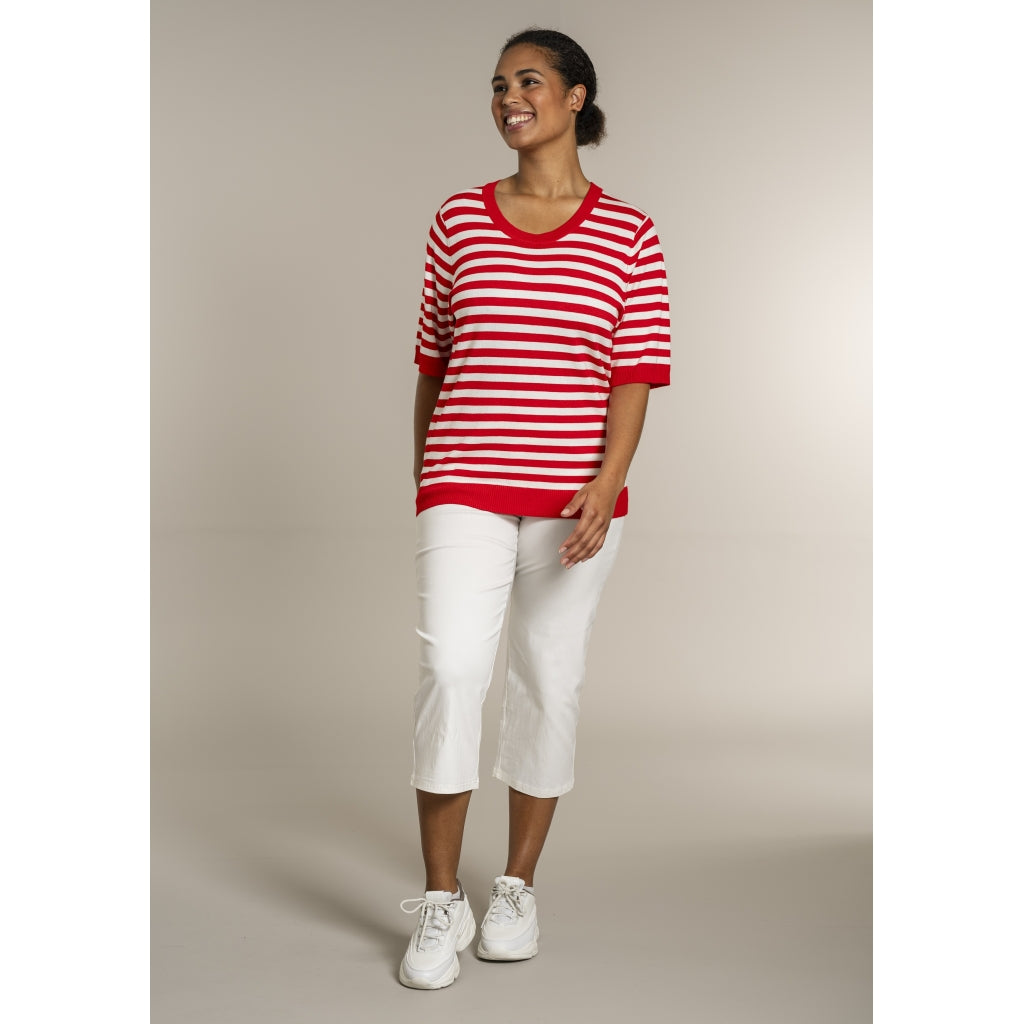 Sandgaard Helsinki - T-shirt - Stripes T-Shirt Mandarin/Offwhite