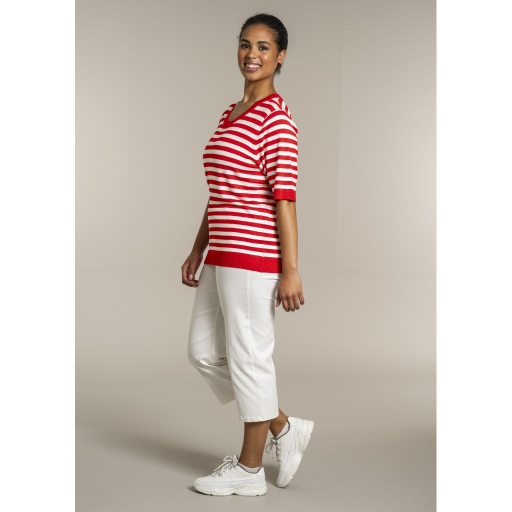 Sandgaard Helsinki - T-shirt - Stripes T-Shirt Mandarin/Offwhite