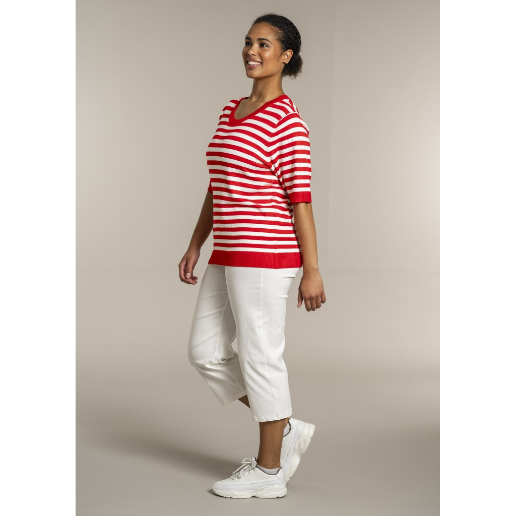 Sandgaard Helsinki - T-shirt - Stripes T-Shirt Mandarin/Offwhite