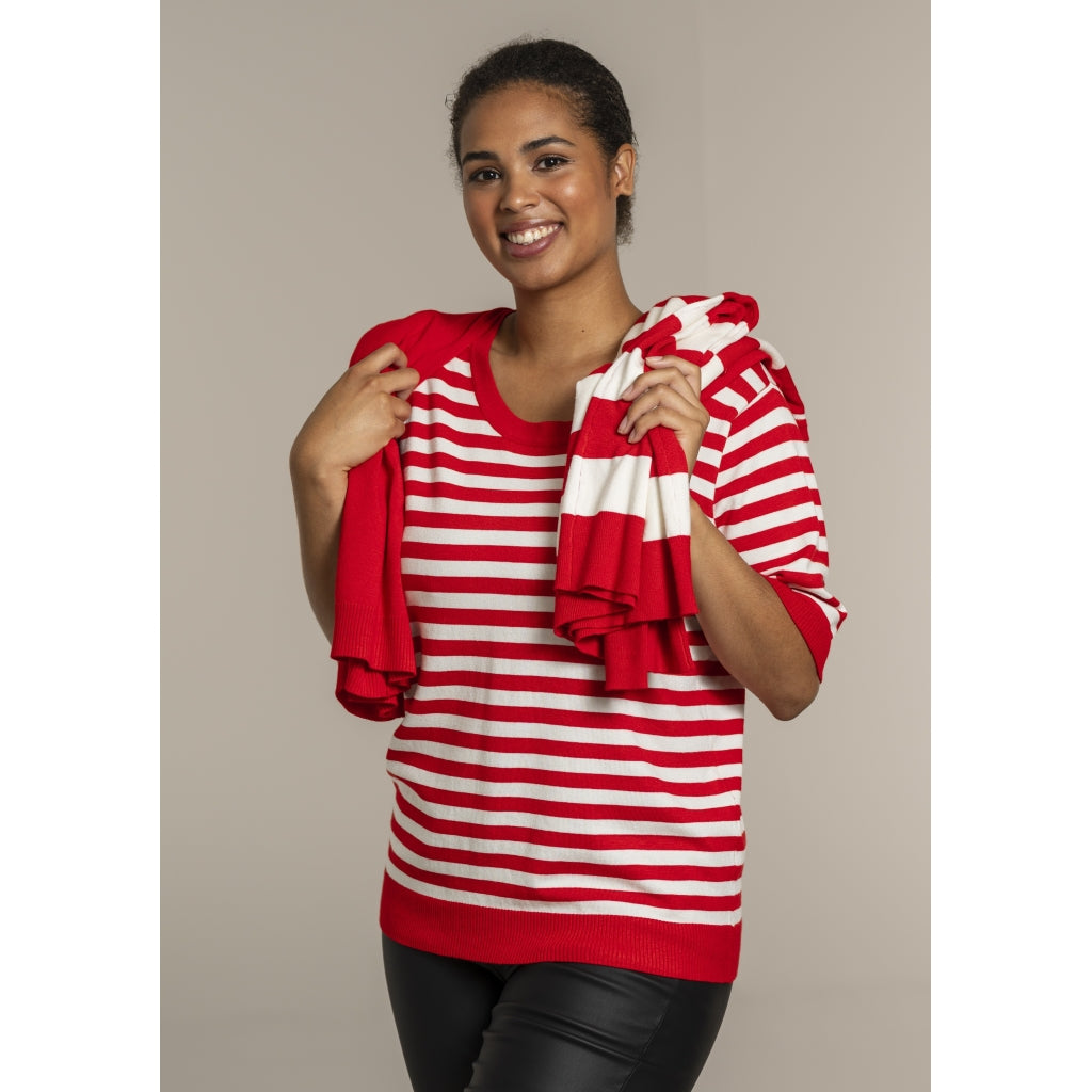 Sandgaard Helsinki - T-shirt - Stripes T-Shirt Mandarin/Offwhite