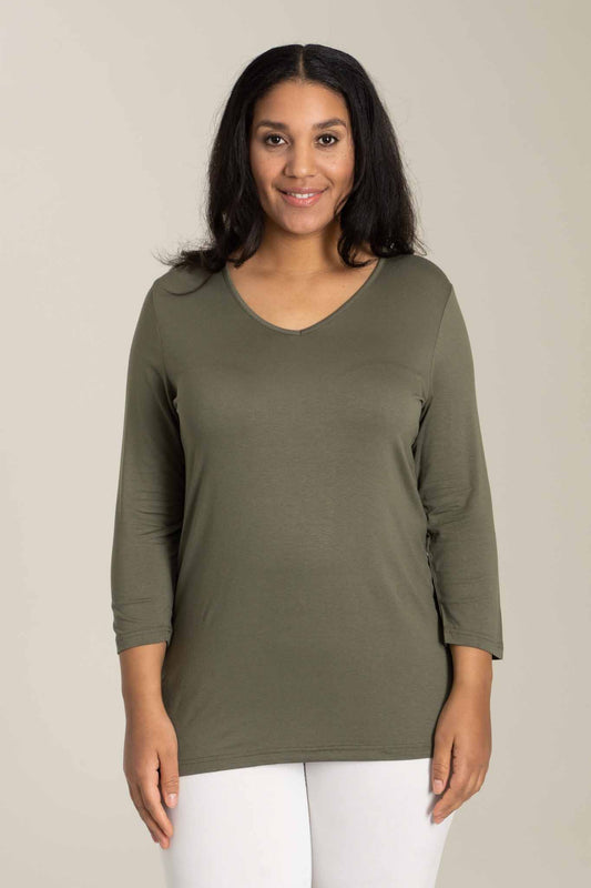 Sandgaard T-shirt med 3/4 ærmer T-Shirt Army Green
